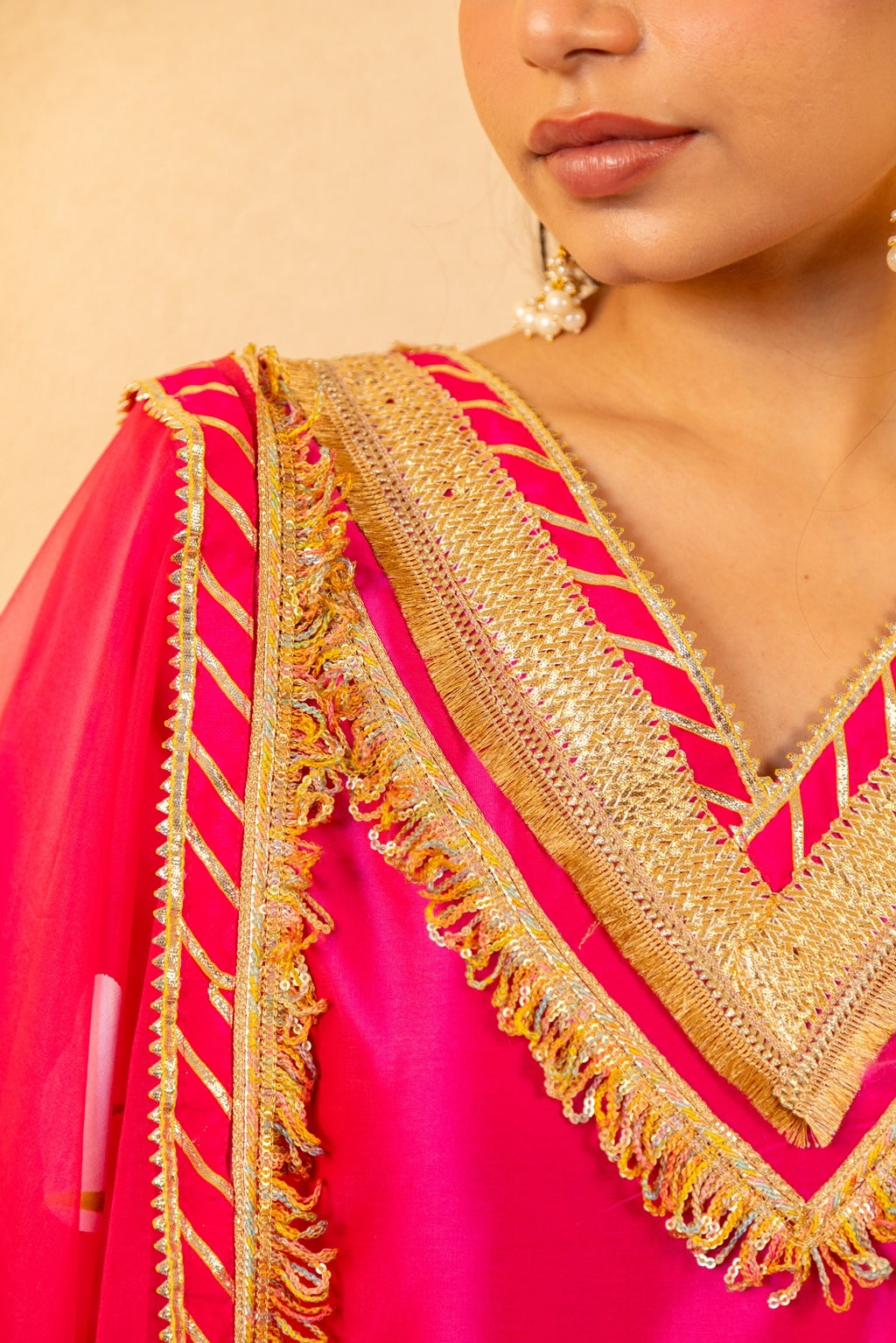 Jashn- Fuchsia Gota work Anarkali Suit Set