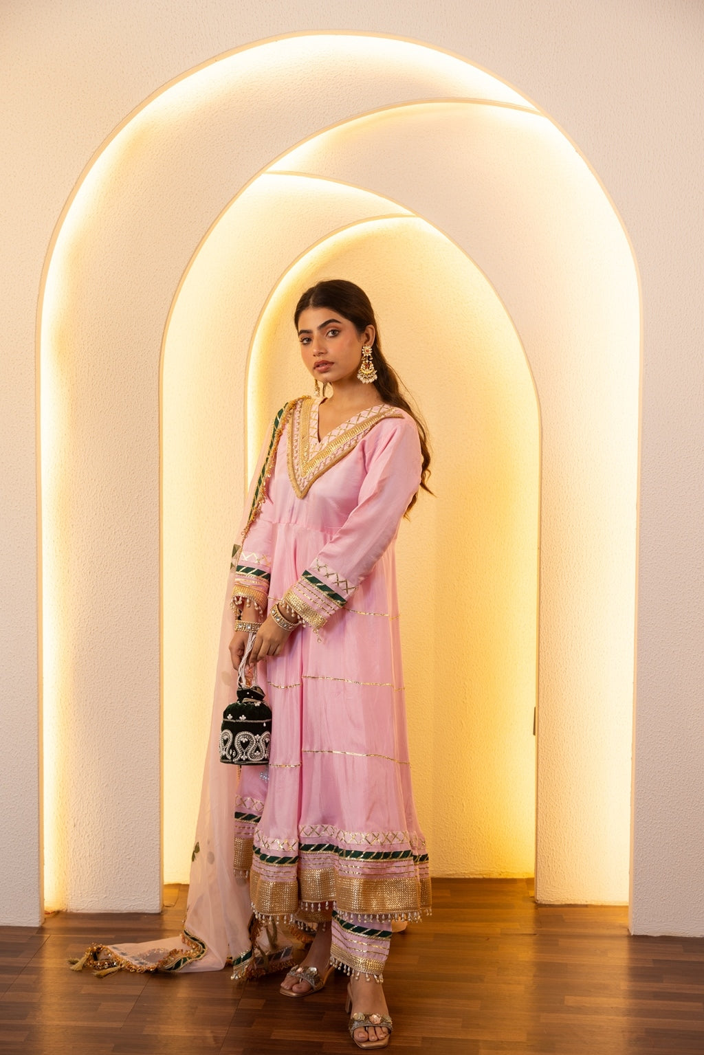 Jashn- Light Pink Gota work Anarkali Suit Set