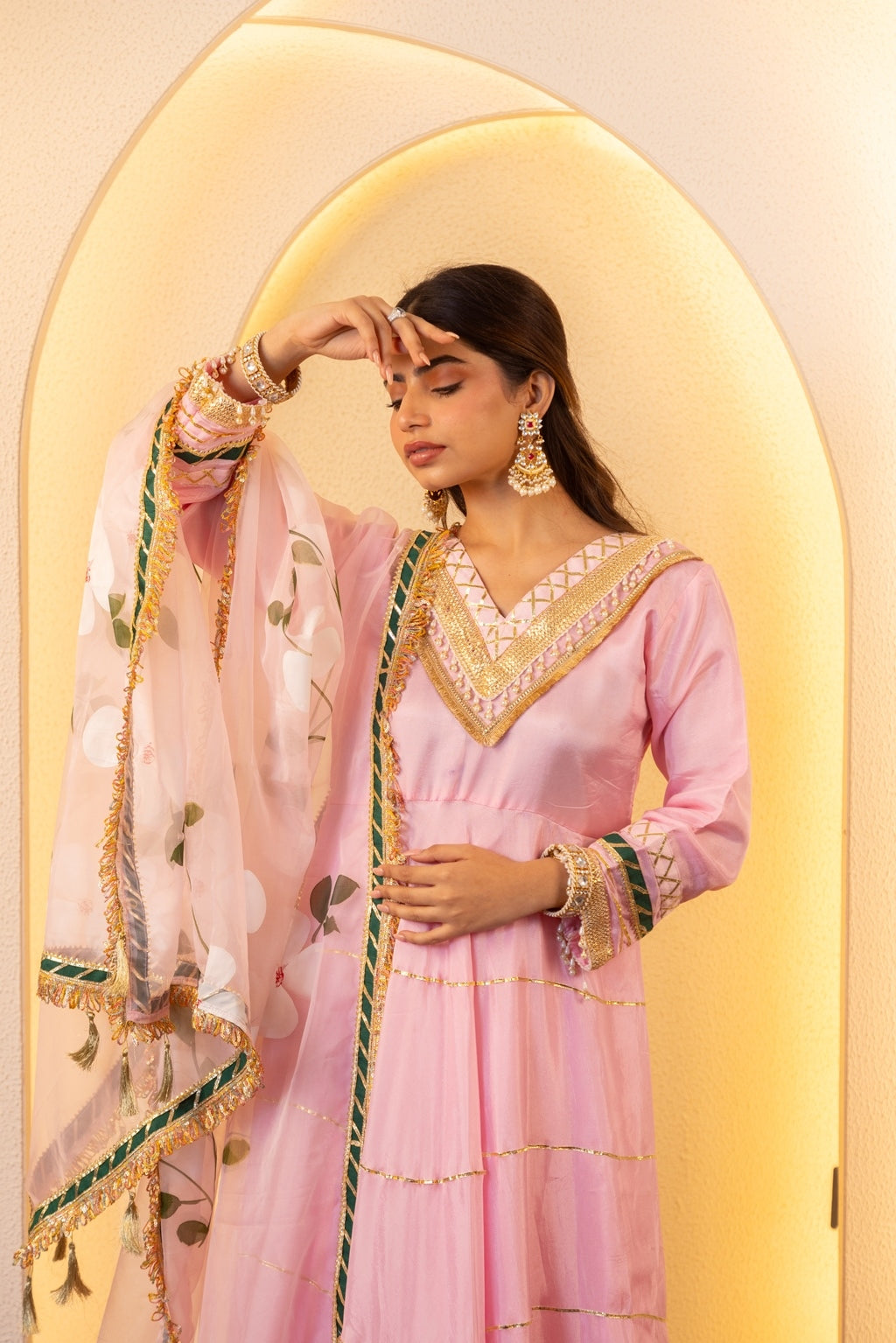 Jashn- Light Pink Gota work Anarkali Suit Set