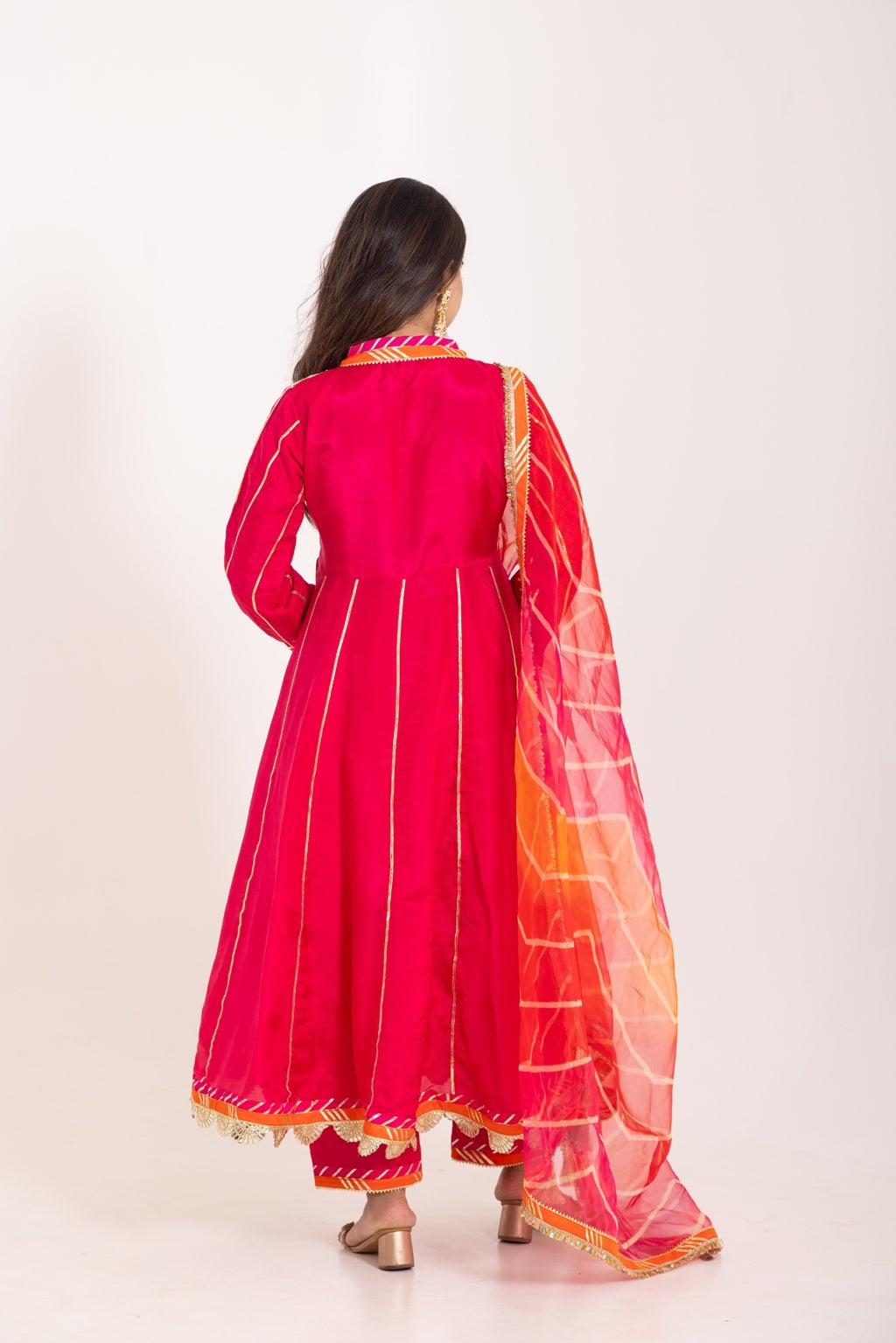 Jashn- Ruby Red Gota work Angrakha Suit Set