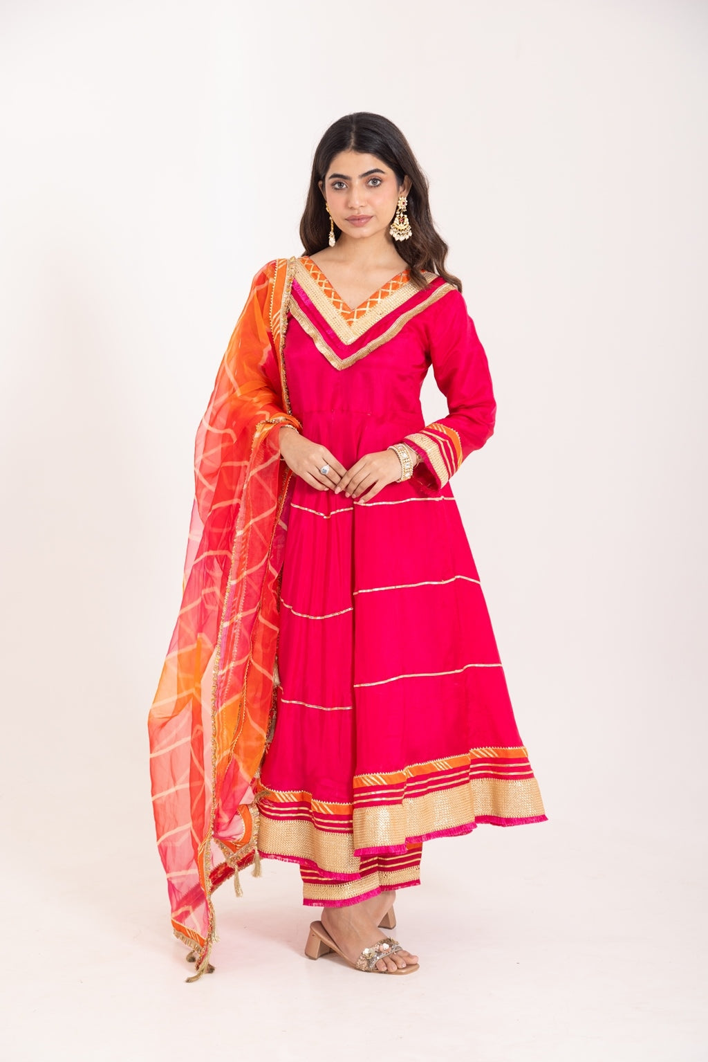 Jashn- Ruby Red Gota work Anarkali Suit Set