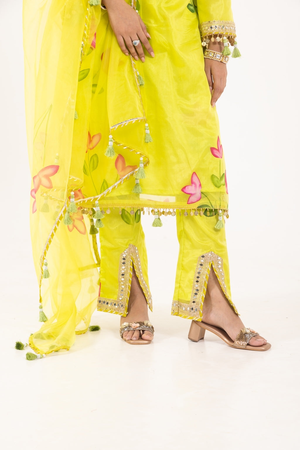 Jashn- Lime Green Organza Suit Set