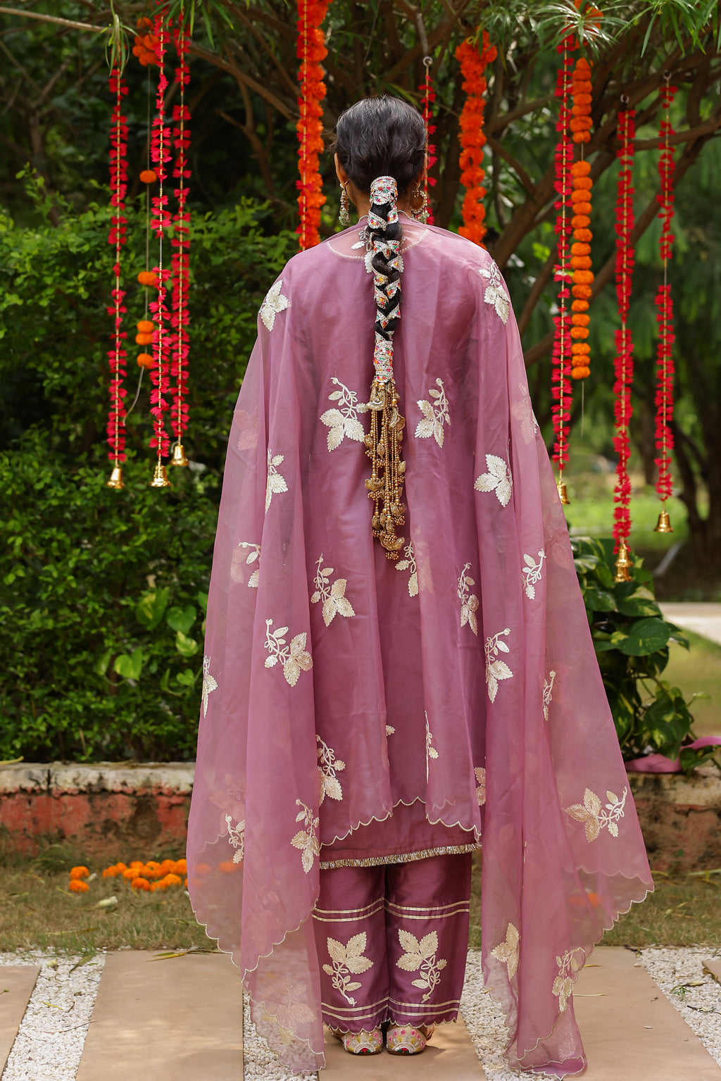 Lavender Mist Organza Kurta Set with Exquisite Gota Embroidered Dupatta