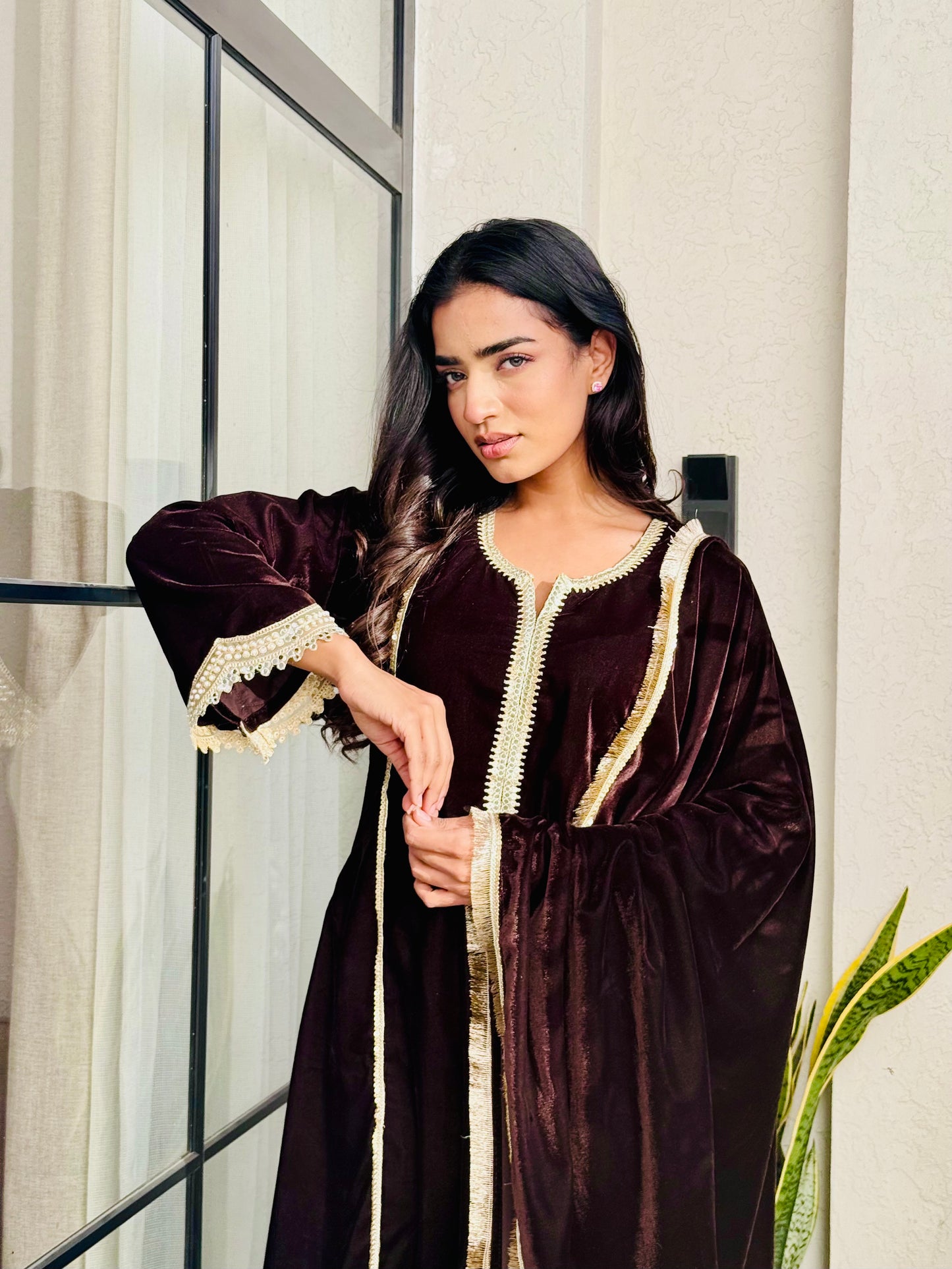 Classic Brown Velvet Suit Set