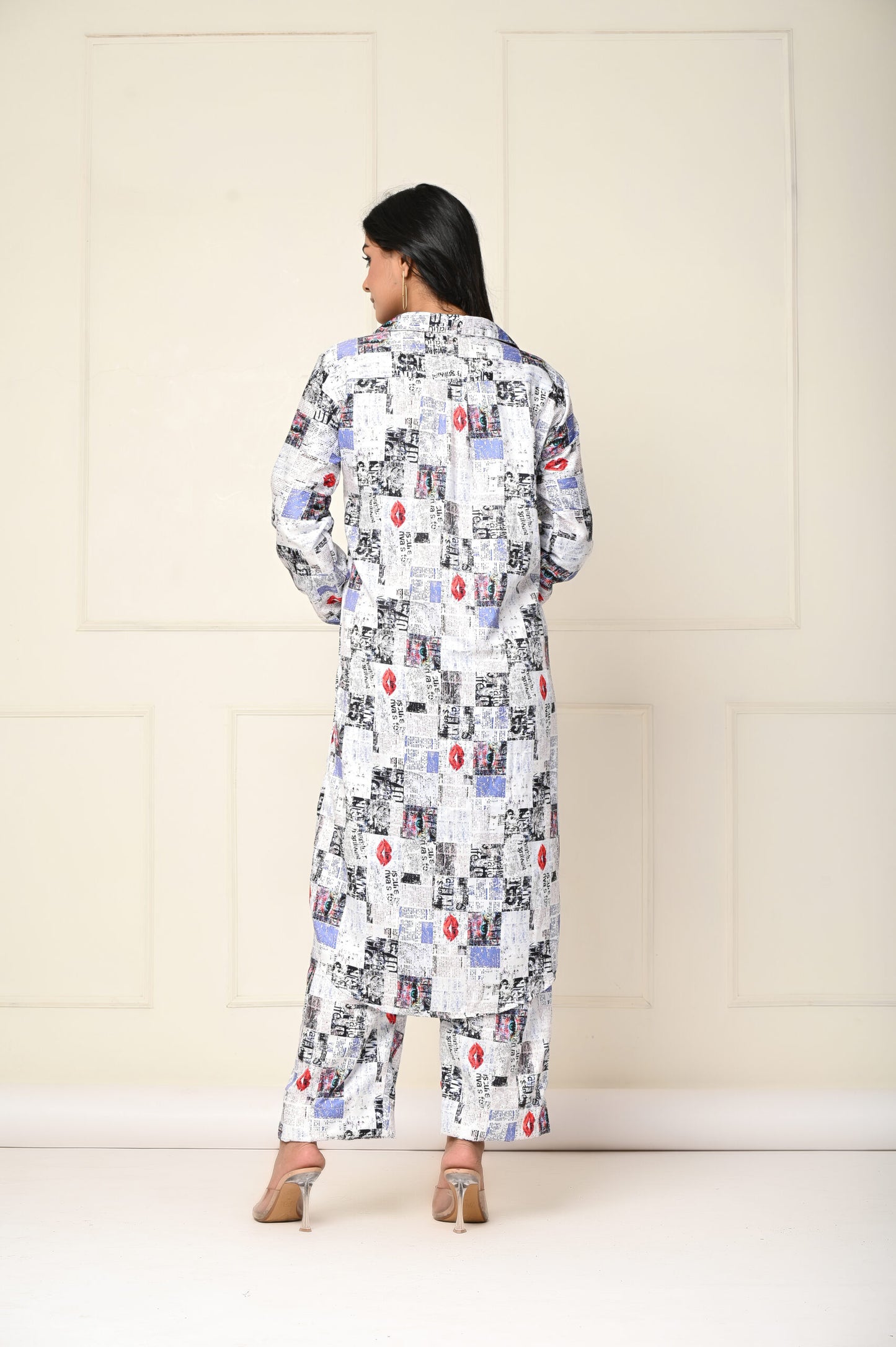 White Satin Gazette Co-ord Set