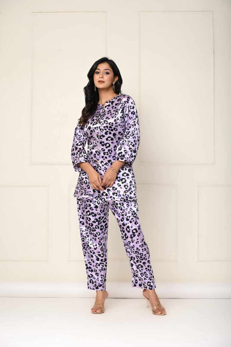 Mauve Satin Safari Co-ord Set