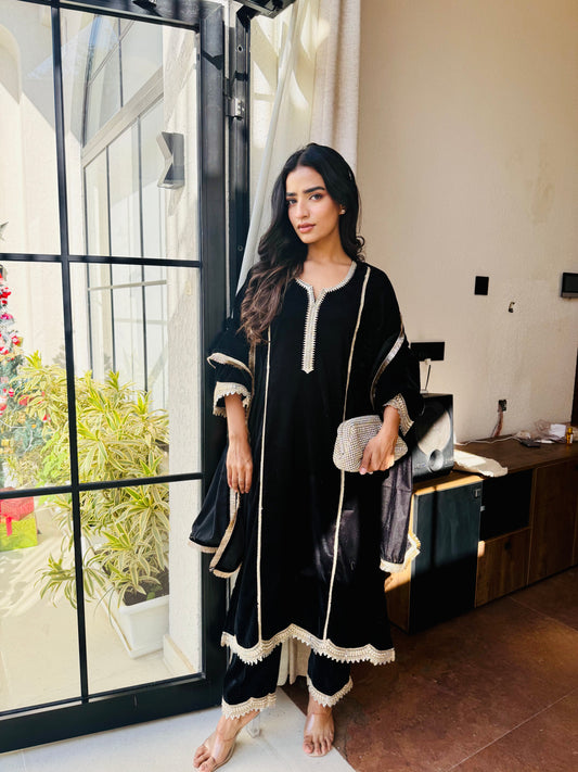Black Noor Velvet Suit Set