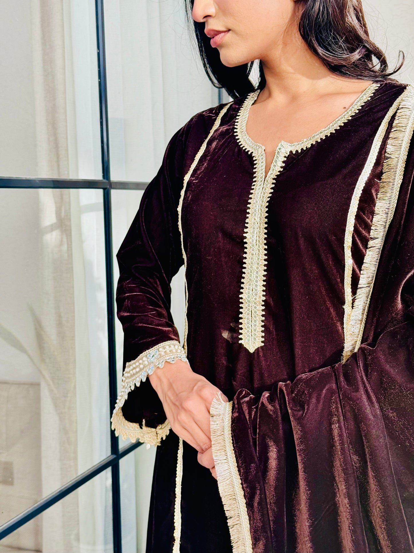 Classic Brown Velvet Suit Set