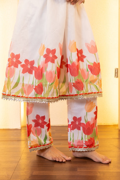 Jashn- White floral Angrakha Suit Set