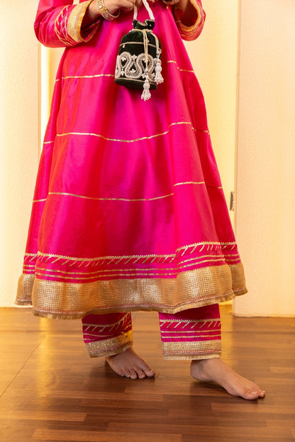 Jashn- Fuchsia Gota work Anarkali Suit Set