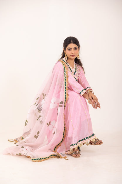 Jashn- Light Pink Gota work Angrakha Suit Set