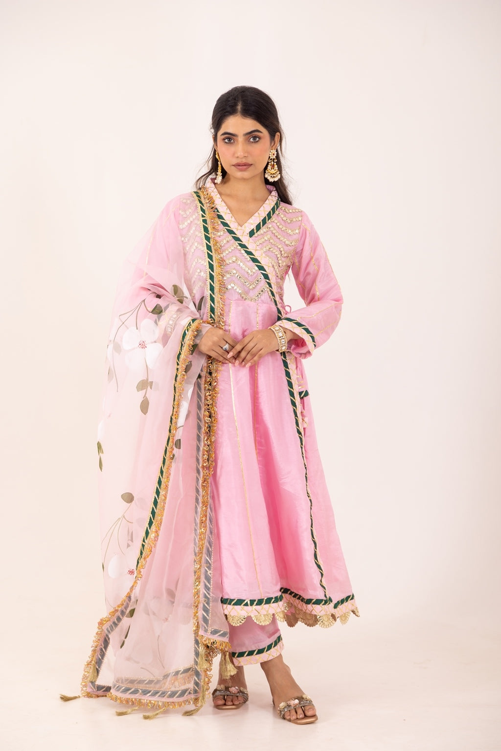 Jashn- Light Pink Gota work Angrakha Suit Set