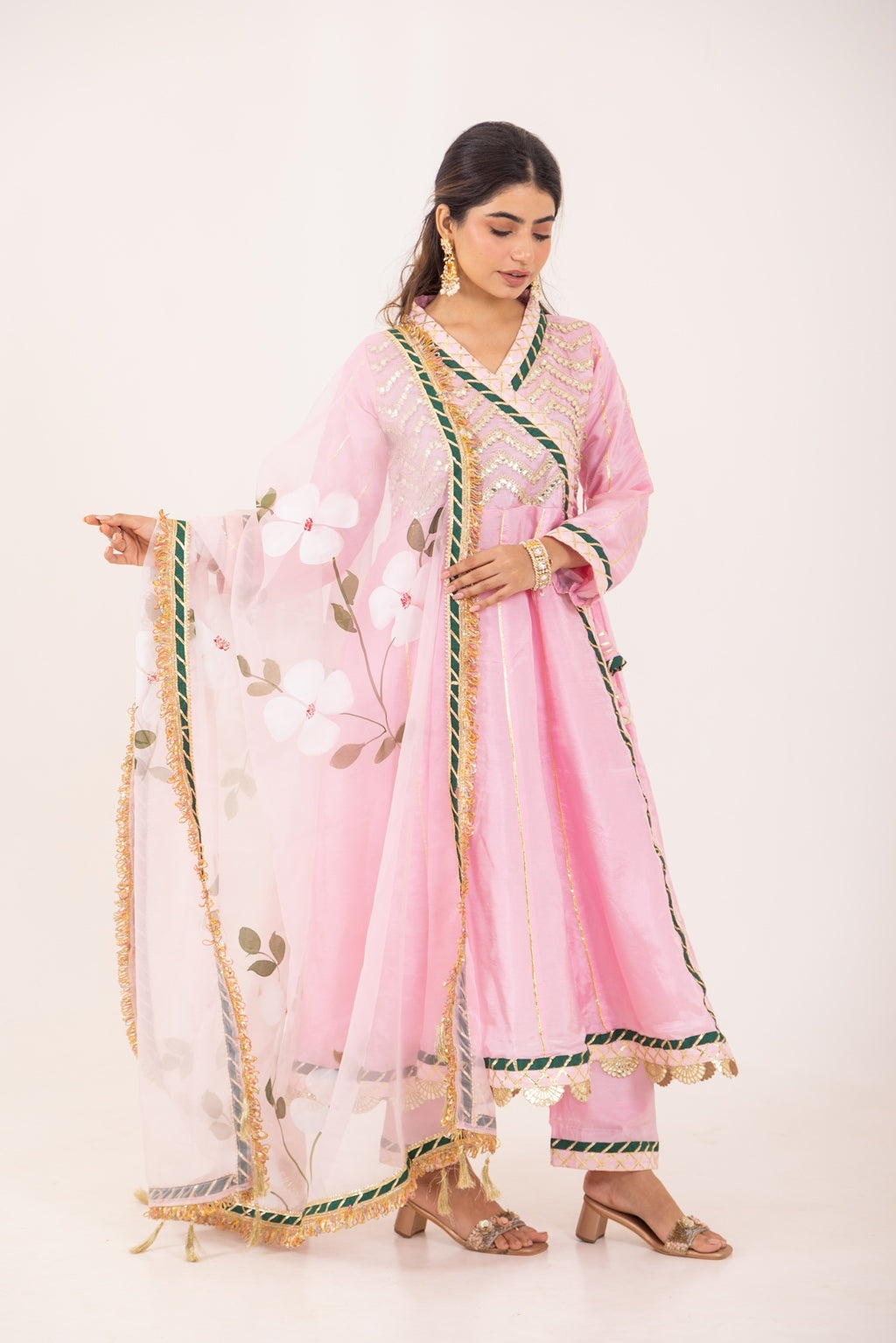 Jashn- Light Pink Gota work Angrakha Suit Set