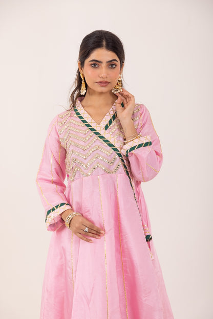 Jashn- Light Pink Gota work Angrakha Suit Set