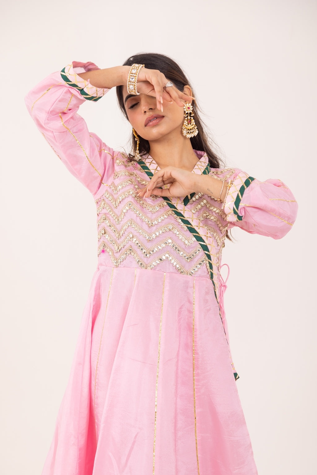 Jashn- Light Pink Gota work Angrakha Suit Set