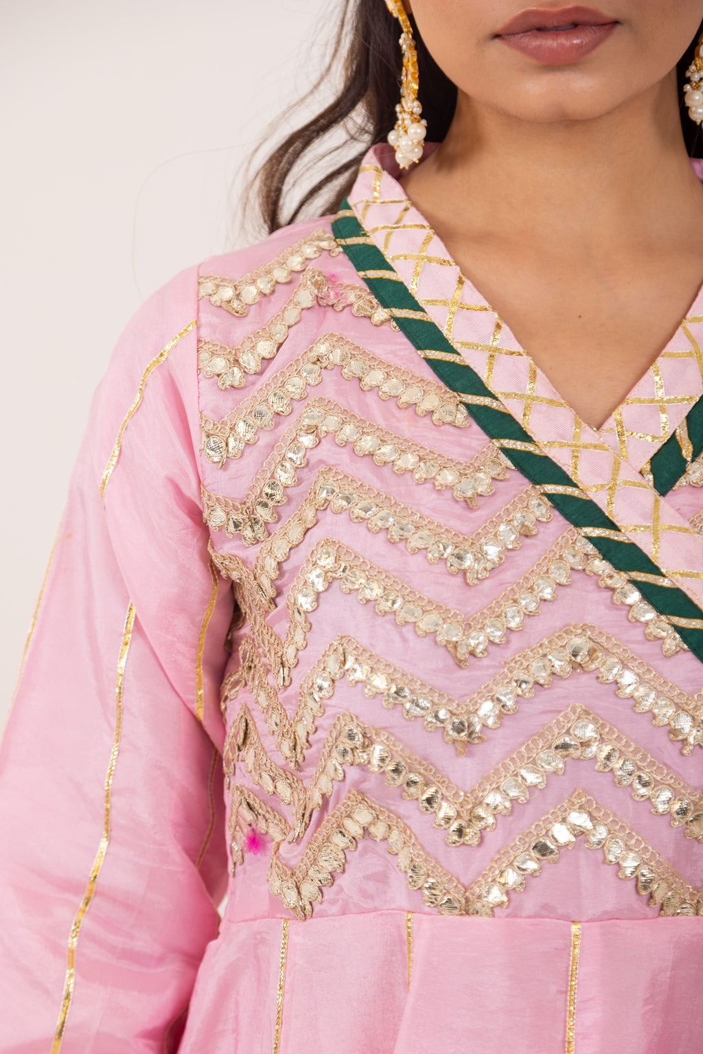 Jashn- Light Pink Gota work Angrakha Suit Set