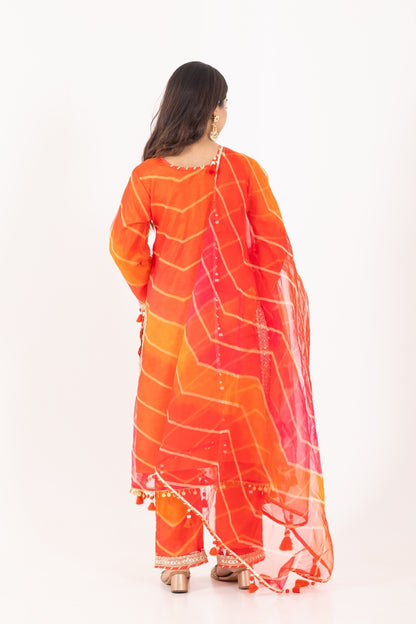 Jashn- Fruity Orange Organza Suit Set