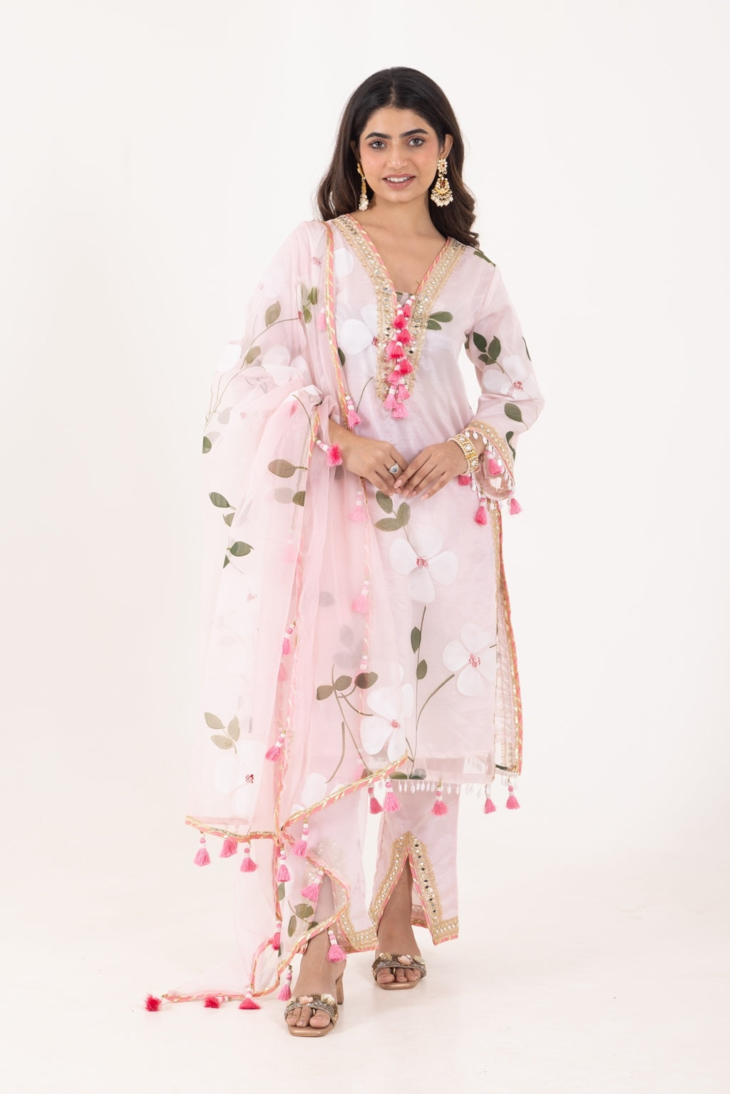 Jashn- Light Pink Organza Suit Set