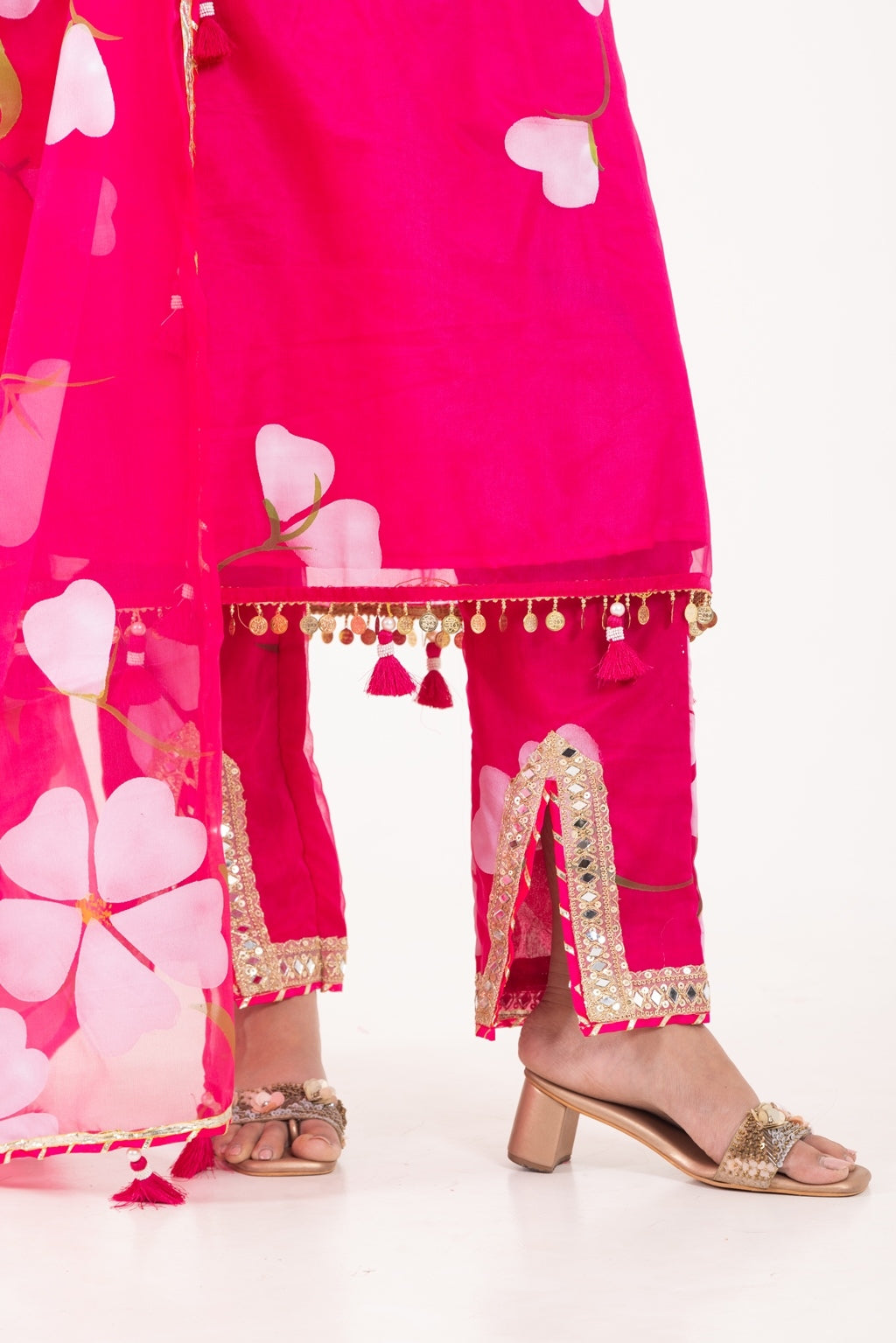 Jashn- Fuchsia Pink Organza Suit Set