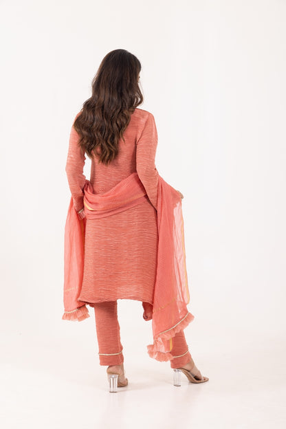 Jashn- Georgia Peach Pleated Suit Set