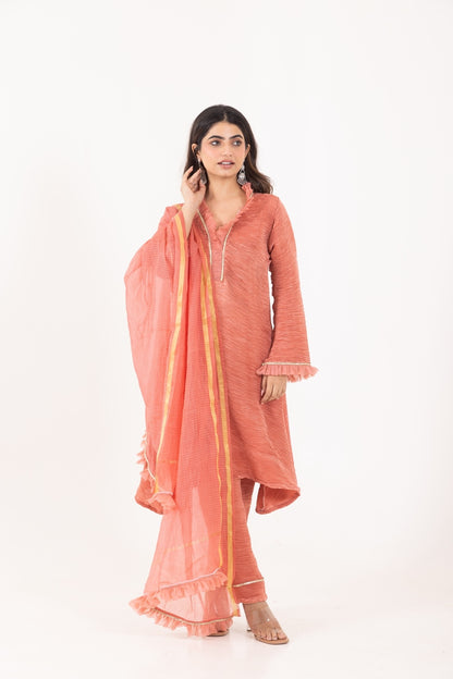 Jashn- Georgia Peach Pleated Suit Set