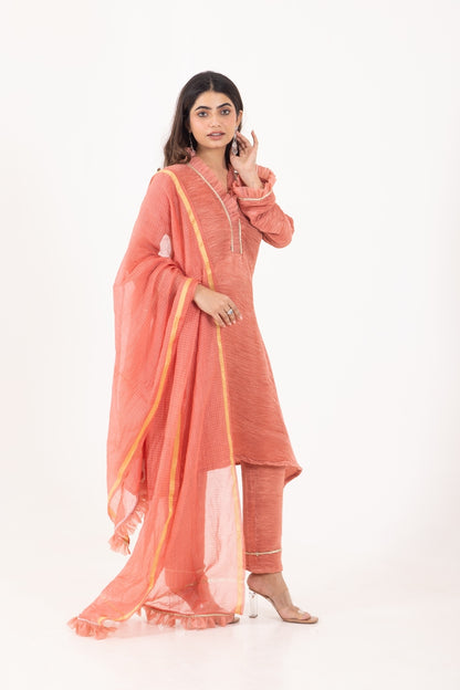 Jashn- Georgia Peach Pleated Suit Set