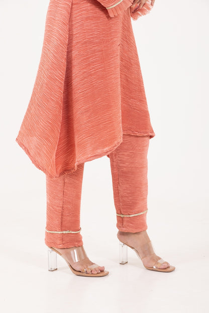 Jashn- Georgia Peach Pleated Suit Set