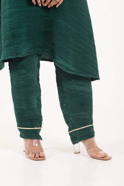 Jashn- Green Pleated Suit Set