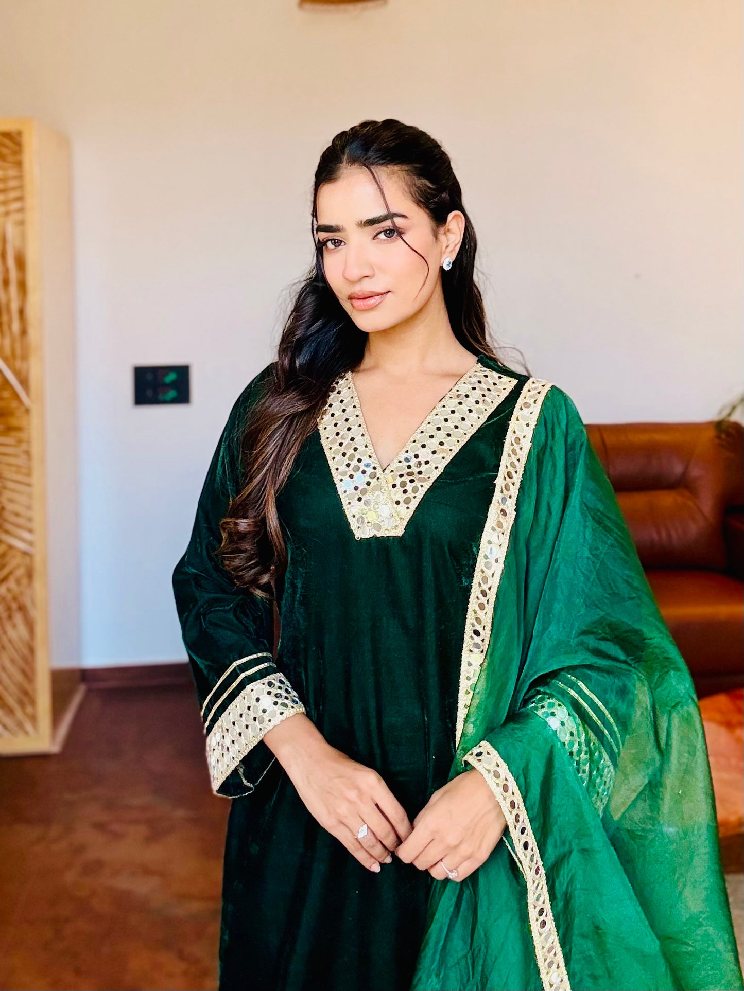 Forest Green Velvet Suit set