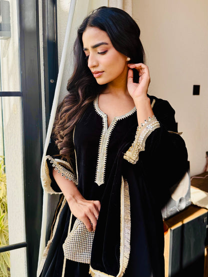 Black Noor Velvet Suit Set