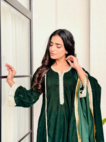 Regal Emerald Velvet Suit Set