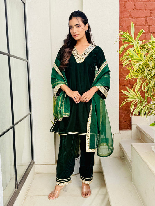 Forest Green Velvet Suit set