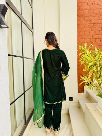 Forest Green Velvet Suit set