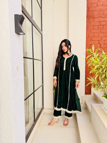 Regal Emerald Velvet Suit Set
