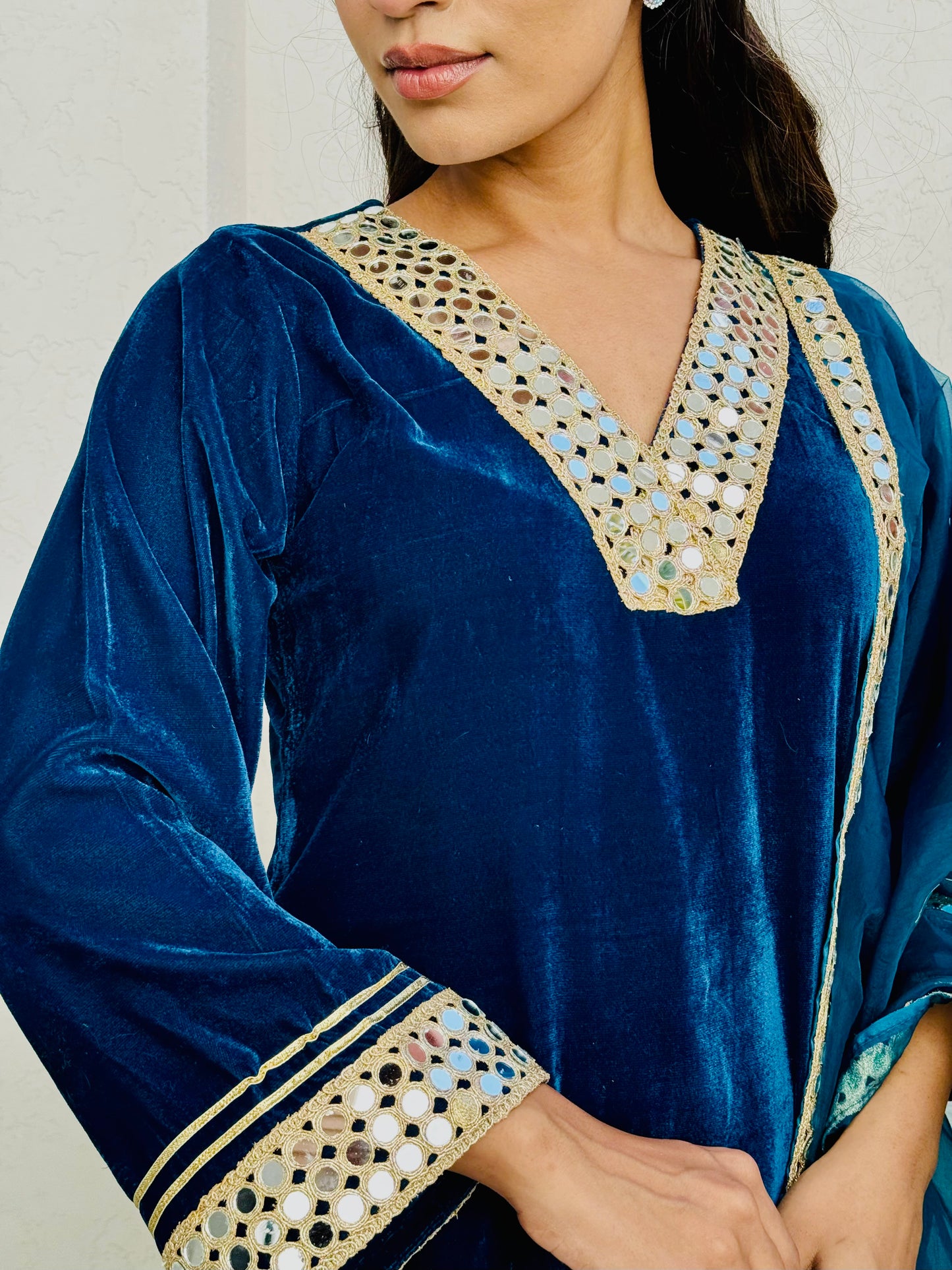 Teal Blue Radiance Velvet Suit Set