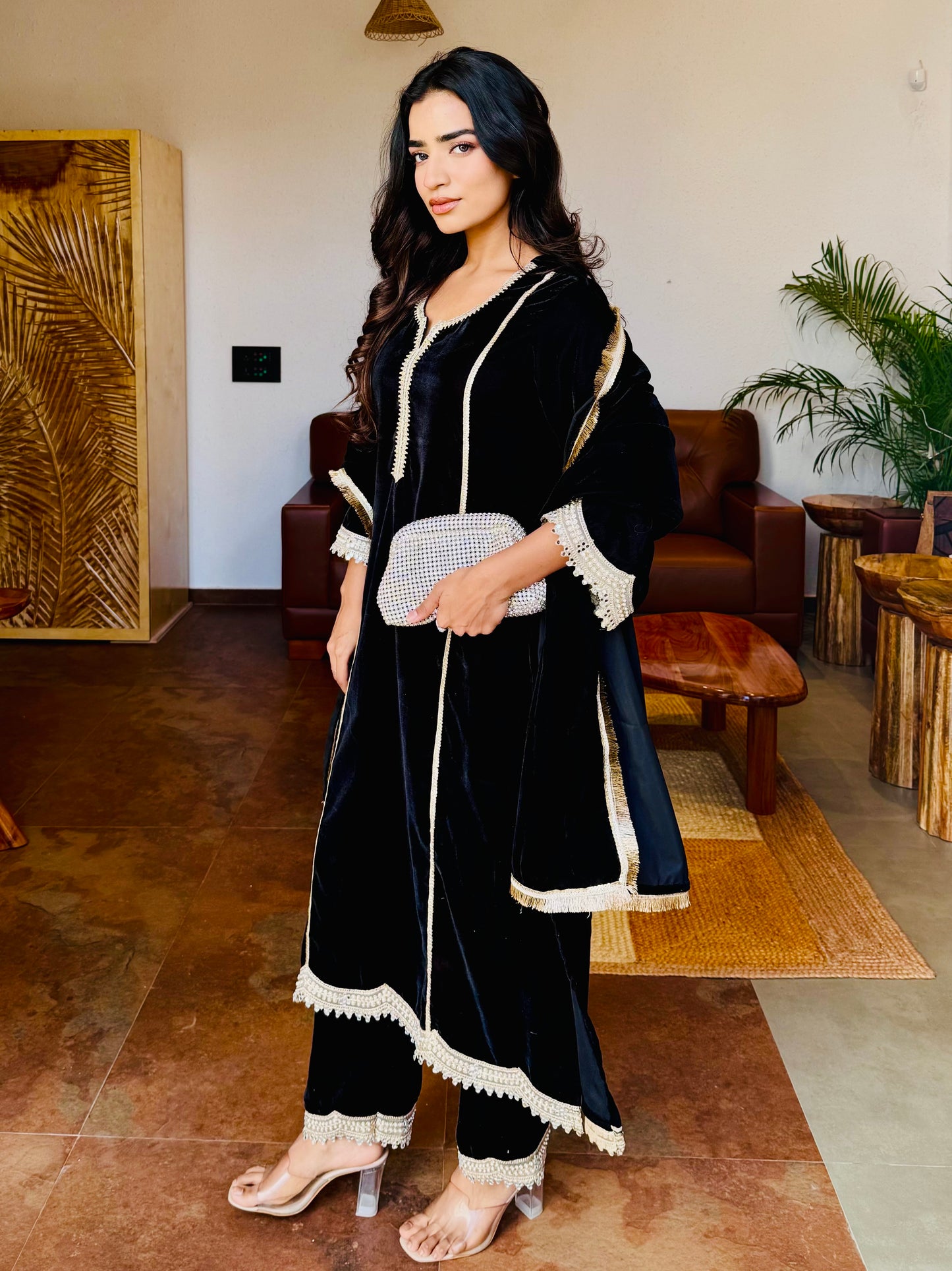 Black Noor Velvet Suit Set