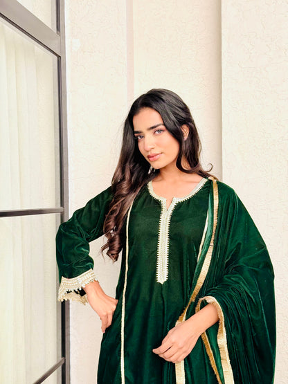 Regal Emerald Velvet Suit Set
