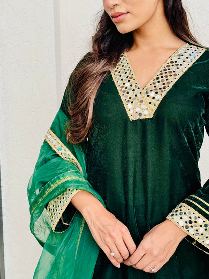 Forest Green Velvet Suit set