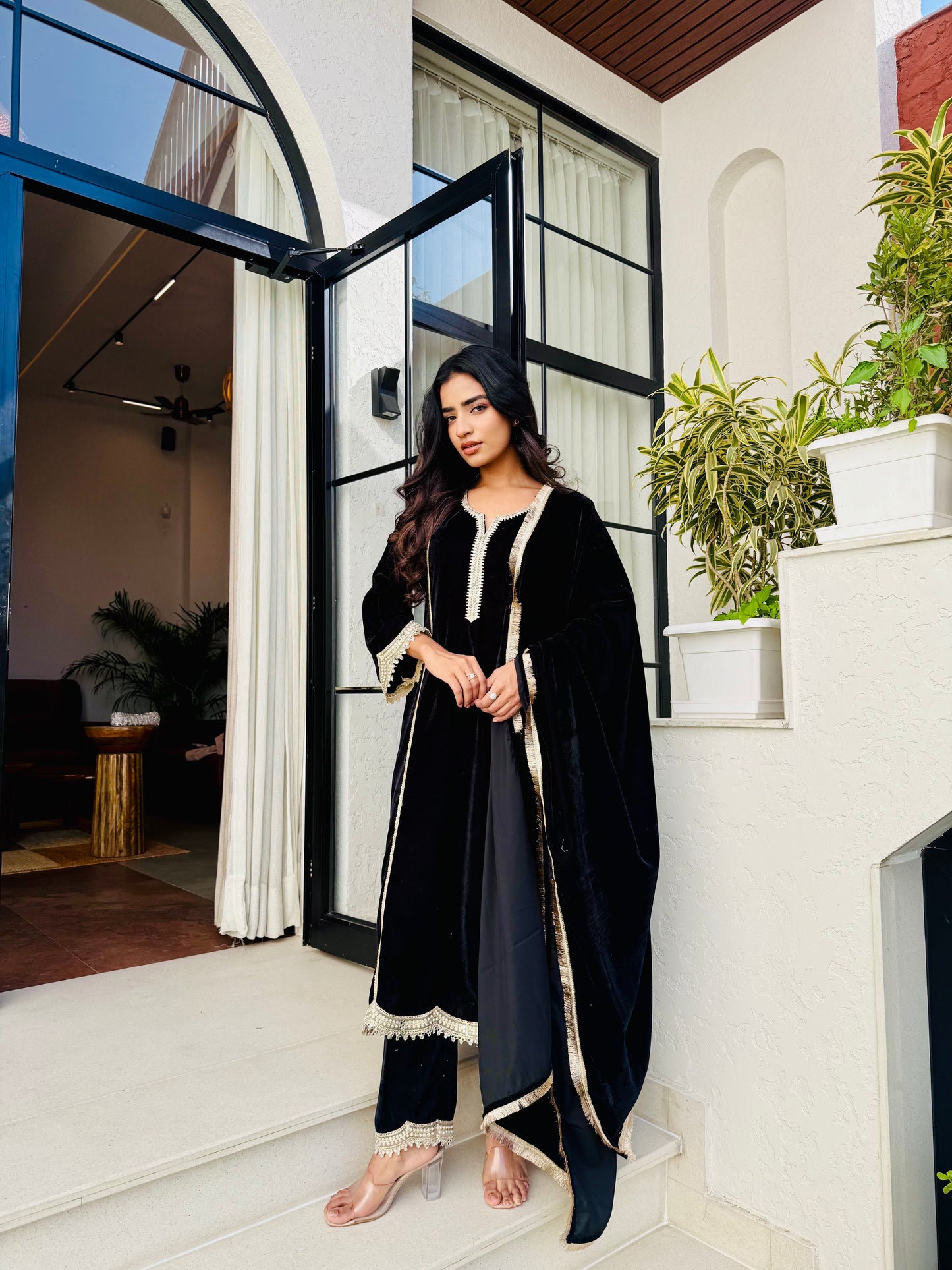 Black Noor Velvet Suit Set
