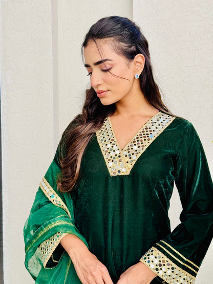 Forest Green Velvet Suit set