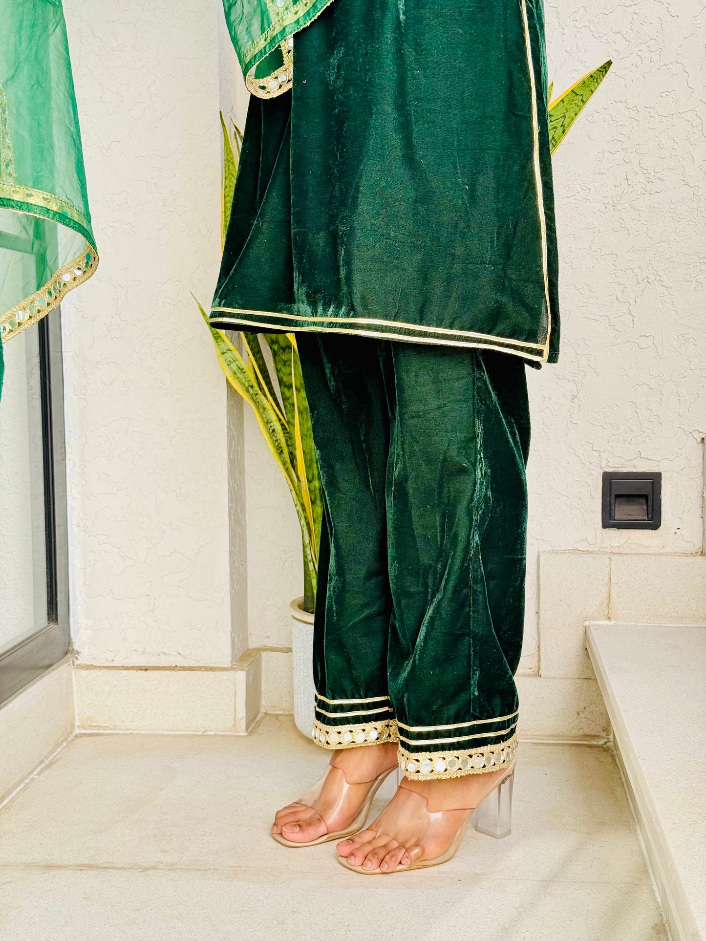 Forest Green Velvet Suit set