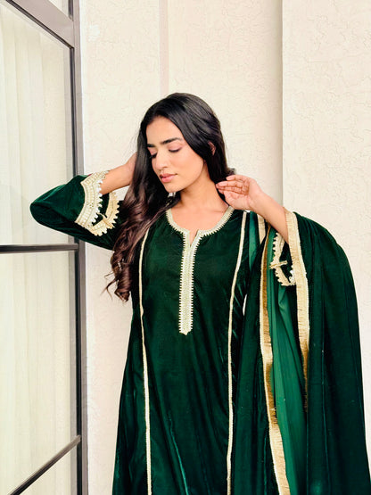 Regal Emerald Velvet Suit Set