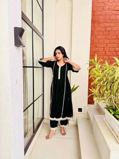 Regal Emerald Velvet Suit Set