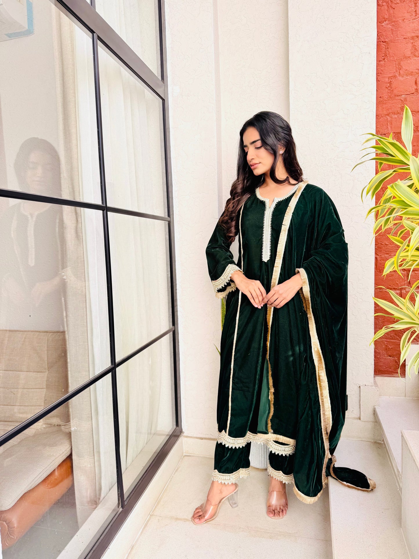Regal Emerald Velvet Suit Set