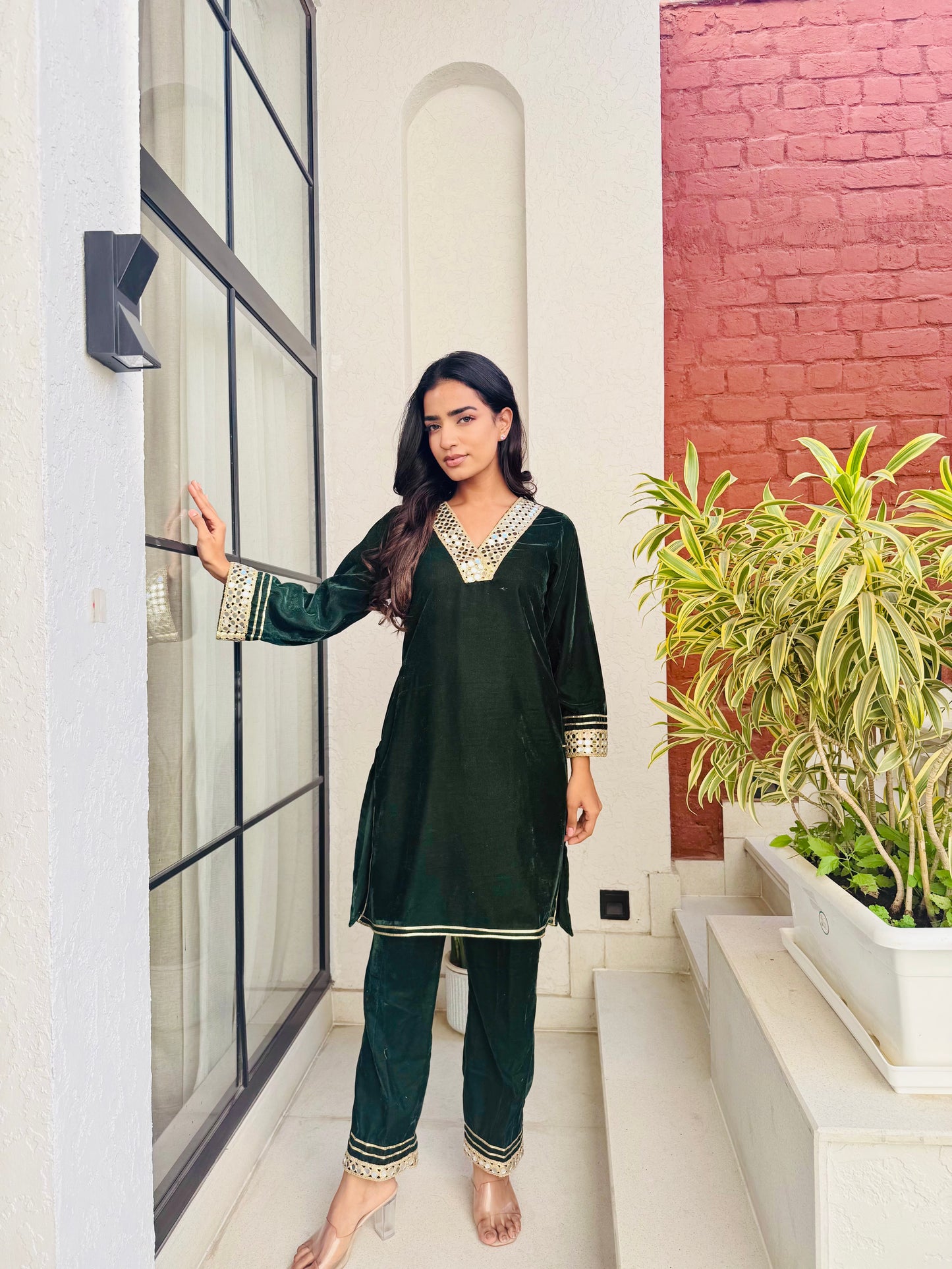 Forest Green Velvet Suit set