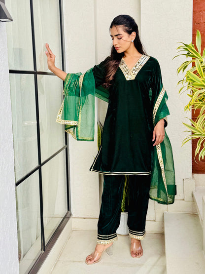 Forest Green Velvet Suit set