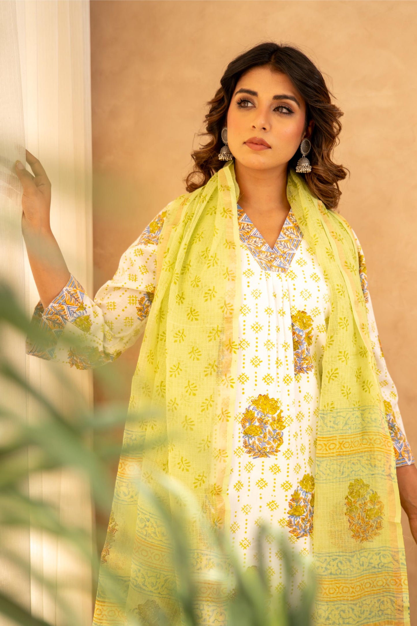 Mint Green Cotton Suit Set with Farshi Salwar