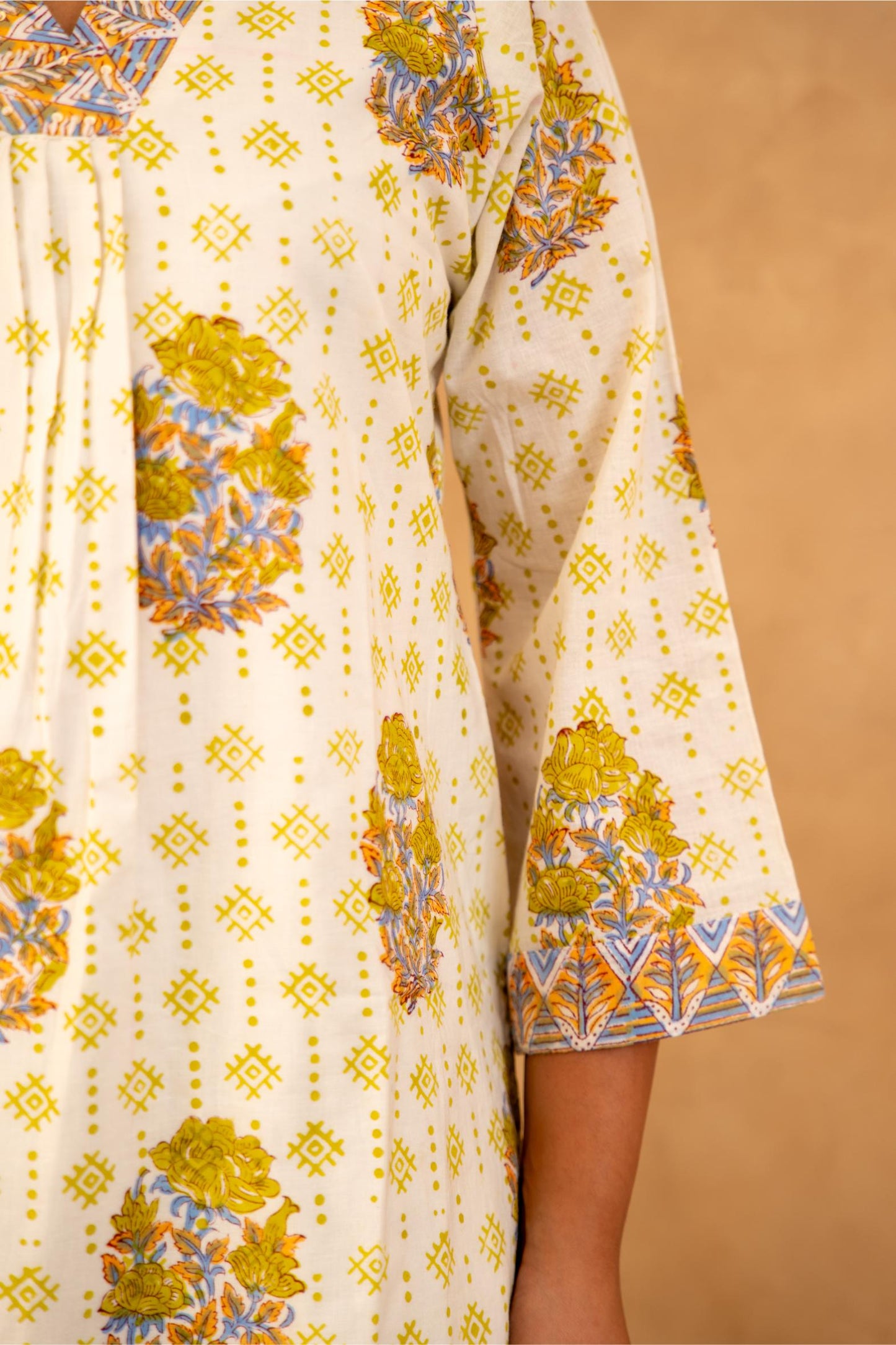 Mint Green Cotton Suit Set with Farshi Salwar