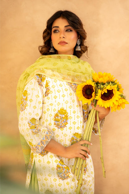 Mint Green Cotton Suit Set with Farshi Salwar