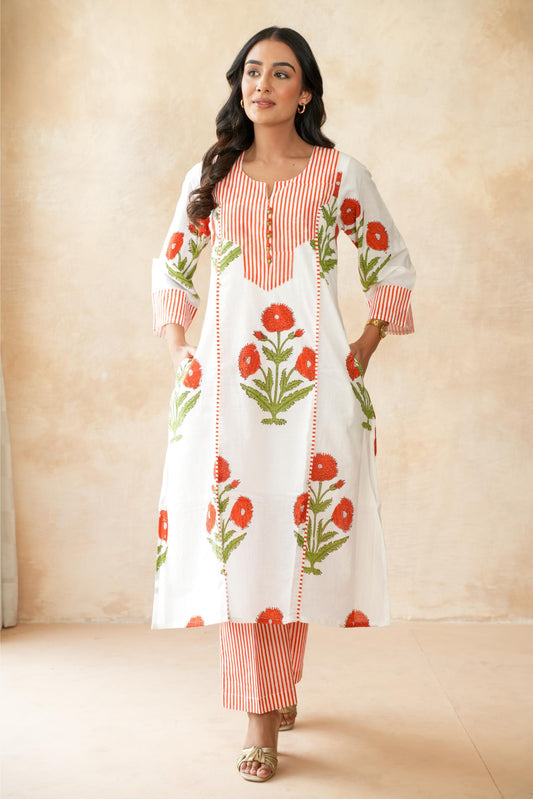 Kesari orange Kurta Set